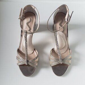 Haviva Latte Dreamland Gold Metallic Sparkling Block Heels [Nina] [Size 8.5M]
